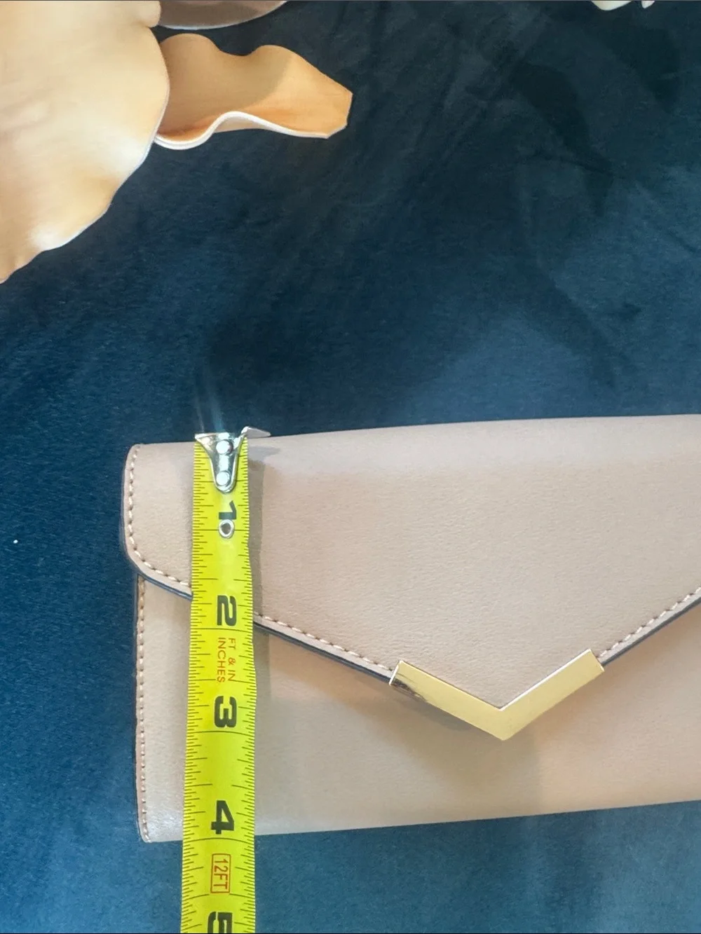 Urban Expressions Blush Beige Envelope Clutch with Gold V Accent